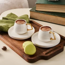 Sale Streamline Saturn 12-Piece Porcelain Espresso Turkish Coffee Cup Set for 6 People, 100ml, White Espresso & Turkish Coffee Cup Sets