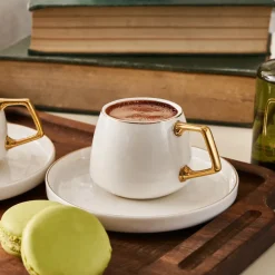 Sale Streamline Saturn 12-Piece Porcelain Espresso Turkish Coffee Cup Set for 6 People, 100ml, White Espresso & Turkish Coffee Cup Sets