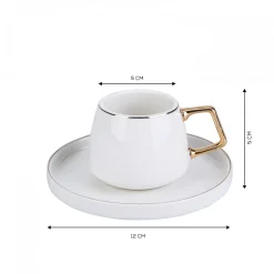 Sale Streamline Saturn 12-Piece Porcelain Espresso Turkish Coffee Cup Set for 6 People, 100ml, White Espresso & Turkish Coffee Cup Sets