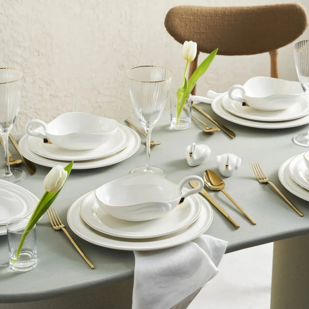 Clearance Streamline Swan 22-Piece Porcelain Dinner Set for 6 People, Multi See All Dinner Sets|Porcelain Dinner Sets