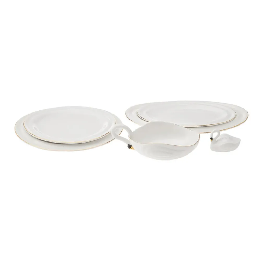 Clearance Streamline Swan 22-Piece Porcelain Dinner Set for 6 People, Multi See All Dinner Sets|Porcelain Dinner Sets