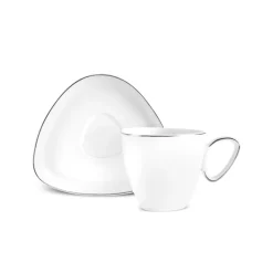 Best Streamline Tribe 4-Piece Bone China Espresso Turkish Coffee Cup Set for 2 People, 90ml, White Gold Espresso & Turkish Coffee Cup Sets
