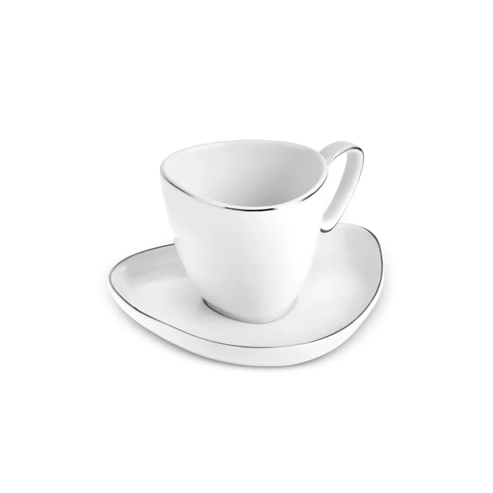 Best Streamline Tribe 4-Piece Bone China Espresso Turkish Coffee Cup Set for 2 People, 90ml, White Gold Espresso & Turkish Coffee Cup Sets