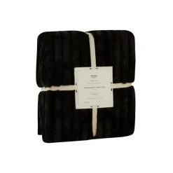 Hot Stripe Sherpa Blanket, 150x200cm, Black Throws & Blankets
