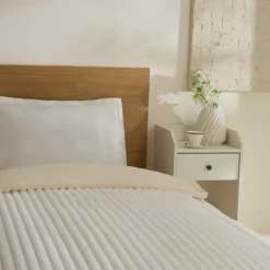 Discount Stripe Sherpa Blanket, 150x200cm, Single, White Throws & Blankets