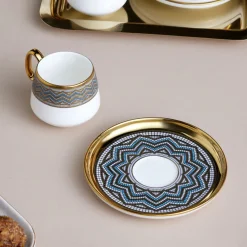 Clearance Suadiye 12-Piece Porcelain Espresso Turkish Coffee Cup for 6 People, 90ml, Blue Espresso & Turkish Coffee Cup Sets