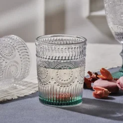 Sale Sunflower Glass Tumbler Glass, 250ml, Transparent Green Tumbler Glasses