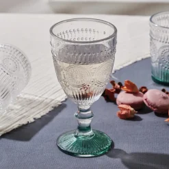 Online Sunflower Wine Glass, 314ml, Transparent Green Wine And Champagne Glasses