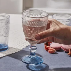 New Sunflower Wine Glass, 314ml, Transparent Blue Wine And Champagne Glasses