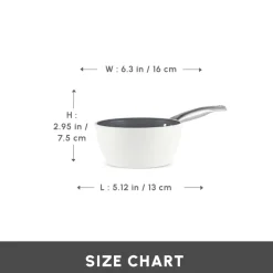 Clearance Swiss Crystal Almond Cream Non-Stick Induction Stainless Steel Handle Sauce Pan, 16cm, Cream Pans|Ceramic Cookware