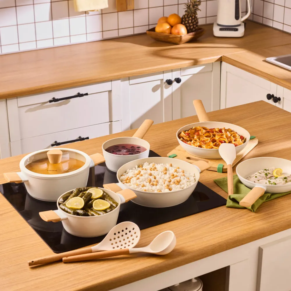 Discount Swiss Crystal Almond 12-Piece Non-Stick Induction Ceramic Cookware Set, Ceramic Cookware