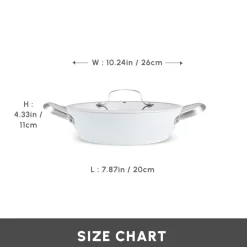 Best Swiss Crystal Almond Cream Non-Stick Induction Stainless Steel Handle Shallow Casserole & Lid, 26cm, Cream Pots|Ceramic Cookware