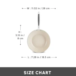 Best Swiss Crystal Almond Cream Non-Stick Induction Handle Wok, 28cm, Cream Pans|Ceramic Cookware