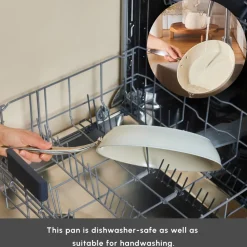 Best Swiss Crystal Almond Cream Non-Stick Induction Handle Wok, 28cm, Cream Pans|Ceramic Cookware