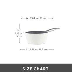 Clearance Swiss Crystal Almond Cream Non-Stick Induction Stainless Steel Handle Sauce Pan, 18cm, Cream Pans|Ceramic Cookware