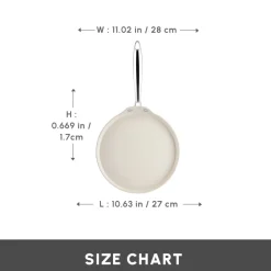 Sale Swiss Crystal Almond Cream Non-Stick Induction Stainless Steel Handle Pancake Pan, 28cm, Cream Pans|Ceramic Cookware