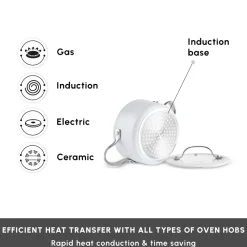 Online Swiss Crystal Almond Cream Non-Stick Induction Stainless Steel Handle Casserole & Lid, 14cm, Cream Pots|Ceramic Cookware