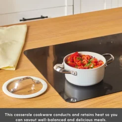 Online Swiss Crystal Almond Cream Non-Stick Induction Stainless Steel Handle Casserole & Lid, 14cm, Cream Pots|Ceramic Cookware