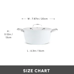 Swiss Crystal Almond Cream Non-Stick Induction Stainless Steel Handle Casserole & Lid, 20cm, Cream Pots|Ceramic Cookware