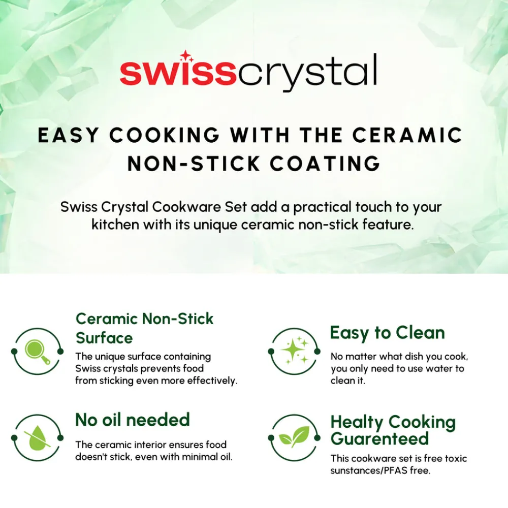 Swiss Crystal Almond Cream Non-Stick Induction Stainless Steel Handle Casserole & Lid, 20cm, Cream Pots|Ceramic Cookware