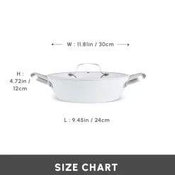Discount Swiss Crystal Almond Cream Non-Stick Induction Stainless Steel Handle Shallow Casserole & Lid, 30cm, Cream Pots|Ceramic Cookware