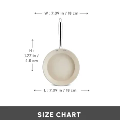 Sale Swiss Crystal Almond Cream Non-Stick Induction Stainless Steel Handle Pan, 22cm, Cream Pans|Ceramic Cookware