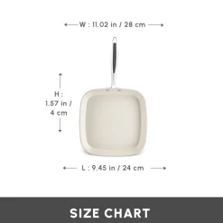 Hot Swiss Crystal Almond Cream Non-Stick Induction Stainless Steel Handle Grill, 28cm, Cream Pans|Ceramic Cookware