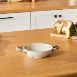 Discount Swiss Crystal Almond Cream Non-Stick Induction Stainless Steel Handle Shallow Pan, 16cm, Cream Pans|Ceramic Cookware