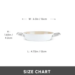 Discount Swiss Crystal Almond Cream Non-Stick Induction Stainless Steel Handle Shallow Pan, 16cm, Cream Pans|Ceramic Cookware