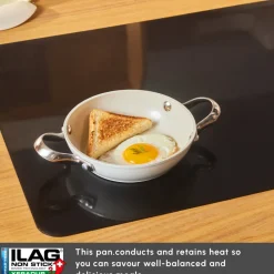 Discount Swiss Crystal Almond Cream Non-Stick Induction Stainless Steel Handle Shallow Pan, 16cm, Cream Pans|Ceramic Cookware