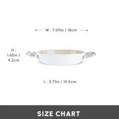 Hot Swiss Crystal Almond Cream Non-Stick Induction Stainless Steel Handle Shallow Pan, 18cm, Cream Pans|Ceramic Cookware