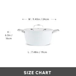 New Swiss Crystal Almond Cream Non-Stick Induction Stainless Steel Handle Casserole & Lid, 24cm, Cream Pots|Ceramic Cookware