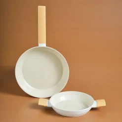 Online Swiss Crystal Almond 2-Piece Non-Stick Induction Pan Set, Cream Pan Sets