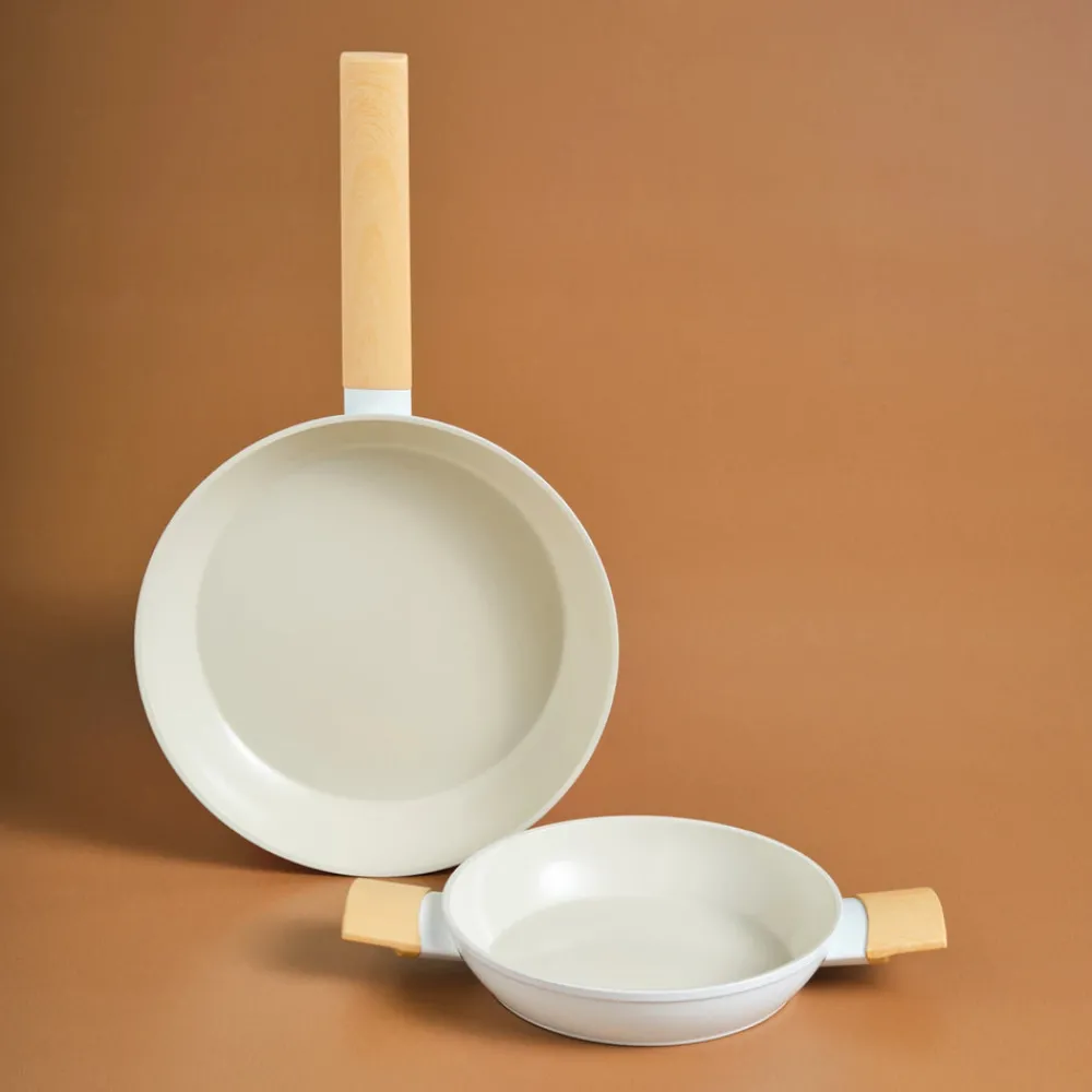 Online Swiss Crystal Almond 2-Piece Non-Stick Induction Pan Set, Cream Pan Sets