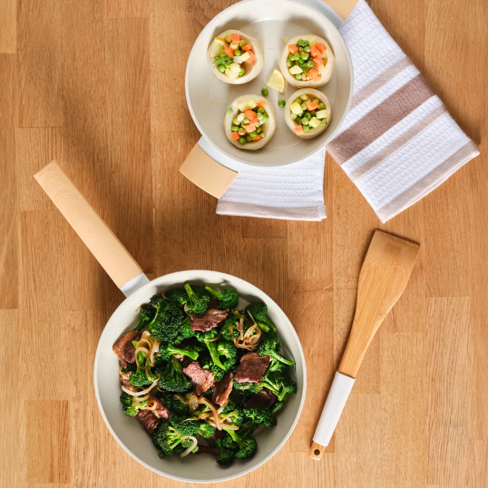 Online Swiss Crystal Almond 2-Piece Non-Stick Induction Pan Set, Cream Pan Sets