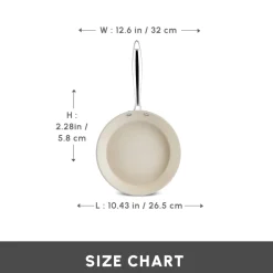 Best Swiss Crystal Almond Cream Non-Stick Induction Stainless Steel Handle Pan, 32cm, Cream Pans|Ceramic Cookware