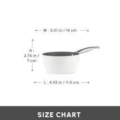 New Swiss Crystal Almond Cream Non-Stick Induction Stainless Steel Handle Sauce Pan, 14cm, Cream Pans|Ceramic Cookware