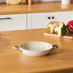 Best Swiss Crystal Almond Cream Non-Stick Induction Stainless Steel Handle Shallow Pan, 20cm, Cream Ceramic Cookware|Pans