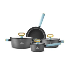 Online Swiss Crystal Fancy 7-Piece Ceramic Non-Stick Induction Cookware Set, Black Ceramic Cookware