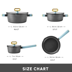 Online Swiss Crystal Fancy 7-Piece Ceramic Non-Stick Induction Cookware Set, Black Ceramic Cookware