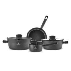 New Swiss Crystal Midnight 6-Piece Ceramic Non-Stick Induction Cookware Set, Black Ceramic Cookware