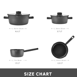 New Swiss Crystal Midnight 6-Piece Ceramic Non-Stick Induction Cookware Set, Black Ceramic Cookware