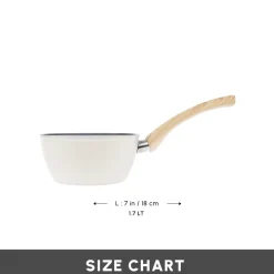 Clearance Swiss Crystal Non-Stick Induction Saucepan, 18cm, Creamy Pans|Ceramic Cookware