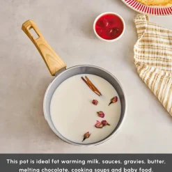 Clearance Swiss Crystal Non-Stick Induction Saucepan, 18cm, Creamy Pans|Ceramic Cookware