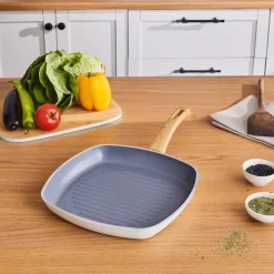 Outlet Swiss Crystal Non-Stick Induction Induction Griddle Pan, 28cm, Creamy Pans|Ceramic Cookware