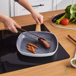 Outlet Swiss Crystal Non-Stick Induction Induction Griddle Pan, 28cm, Creamy Pans|Ceramic Cookware