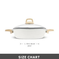 New Swiss Crystal Non-Stick Induction Casserole, 26cm, Creamy Ceramic Cookware