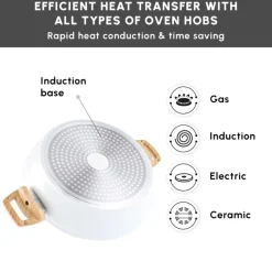 New Swiss Crystal Non-Stick Induction Casserole, 26cm, Creamy Ceramic Cookware