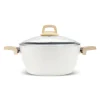 Best Swiss Crystal Non-Stick Induction Stockpot with Lid, 20cm, Creamy Ceramic Cookware