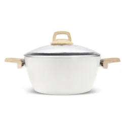 Best Swiss Crystal Non-Stick Induction Stockpot with Lid, 20cm, Creamy Ceramic Cookware